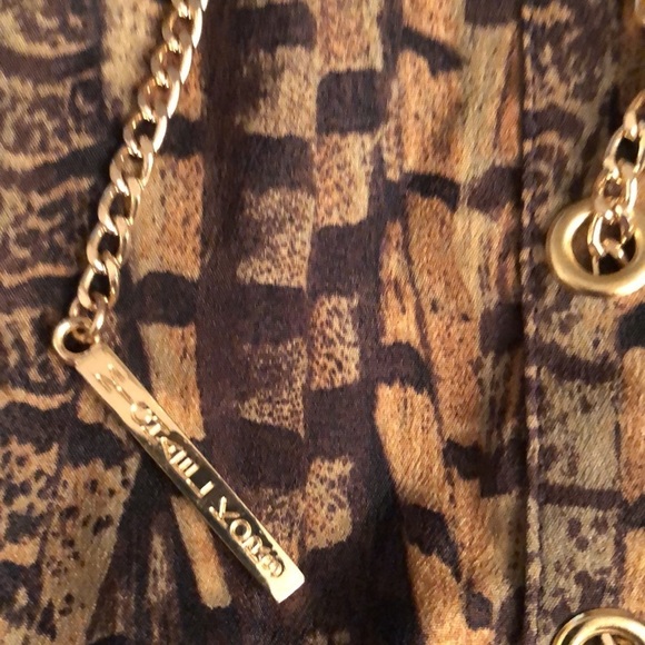 Micheal Kors brown snakeskin poncho type top /cover up  gold chain lace at neck - Picture 3 of 11